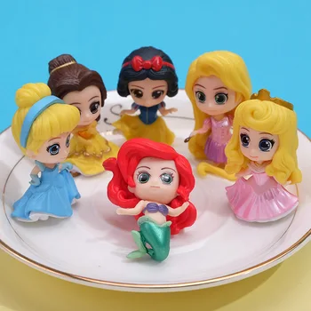 Disney Princess Anime Figura Belle, Aurora, Rapunzel, Ariel, Alba Ca Zapada Cenusareasa Q Versiune De Colectie Model Desktop Ornamente Jucărie