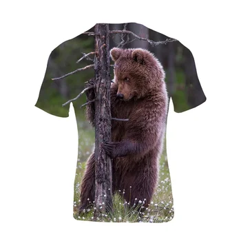 Noua Moda Casual de Vara T-shirt de Imprimare 3D Urs Furios T-shirt Personalitate Teuri Maneci Scurte Topuri pentru Barbati