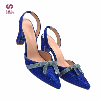 2022 Moda Nou-veniți Subliniat Pantofi și Sac pentru a se Potrivi în Culoare Albastru Regal Stil Casual Pompe de Înaltă Calitate pentru Nunta