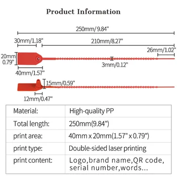 WONXEATH 100buc Personalizate din Plastic Marca Tag Unică folosință Sigilii Personalizate de Cravata Cablu Eticheta de Îmbrăcăminte Logistica 250mm/9.8