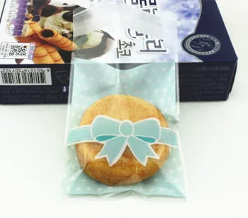 Roz Albastru polka arc Cookie ambalare 8*10+3 cm Cookie Auto-adezive, Pungi de Plastic pentru Biscuiti Tort Bomboane Pachet