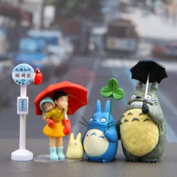 4 Buc/set Totoro Figura Jucărie Miyazaki Hayao Anime Tonari No Totoro Mei Autobuz Mini Decorative Păpuși Emoticon Model Diy de Amenajare a teritoriului