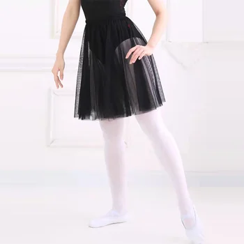 Profesionale Alb-Negru Mesh Lace 50CM Lung Balet Tutu Adulti Balerina Dans Elastic Talie Tul Fuste Femei Fusta Mingea