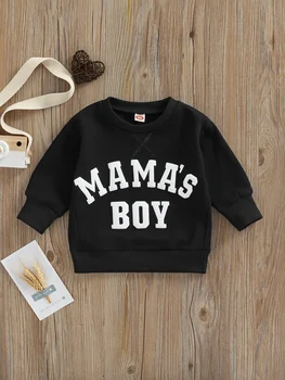 Copilul baietel Haine de Toamna Mama s Băiat Scrisoare de Imprimare Maneca Lunga Pulover Casual, Bluze Hanorace pentru Sugari
