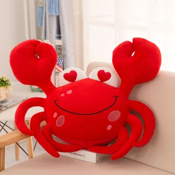 Kawaii Crabi Păros Drăguț Simulare de Desene animate Roșu Crab Perne de Pluș Mari Dimensiuni 60cm/70cm/85cm Moale Animale Împăiate Perna de pe Canapea