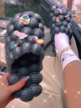 Femeile cu Bule de Slide-uri cu Farmecele Solid Grădină Saboți Doamna Drăguț Masaj Bubble Papuci de casă Cupluri Sandale de Plaja Unisex Bubble Pantofi