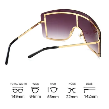 2023 Nouă Piesă Supradimensionat ochelari de Soare pentru Femei Brand de Lux de Designer de Mare fără ramă Gradient de Nuante pentru Doamna Albastru Clar Ochelari de Soare