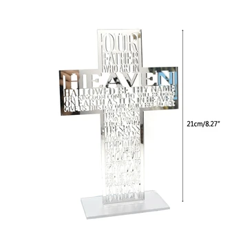 21cm Gol Afară Acrilice Scripturi Cruce cu Stand Isus Hristos, Biblia Catolică Religioasă Creștină, Sculptură în Picioare
