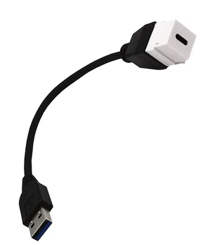 Negru USB-C Tip C Keystone Mufe Introduce Conectorul Convertor USB 3.0 USB de sex Masculin la Feminin Adaptor C Cablu de 0,2 M 20CM