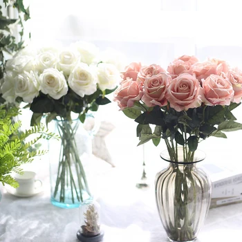 10buc/lot Artificiale de Trandafiri Buchet de Flori Penoy Flori de Matase Aranjament Masă de Nuntă Centrala Flores Pentru Decor Acasă
