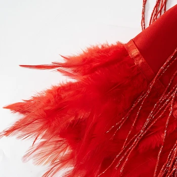 Franjuri canaf Fusta Femei 2022 Înaltă Calitate Elegant cu Pene de Mini-Fusta pentru Femei Costum de Petrecere Talie Elastic Sexy Scurte y2k Fusta