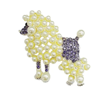 10 Buc/Lot Moda Drăguț Cristal Stras Pearl Pudel Câine Animal De Brosa Pentru Femei Decor