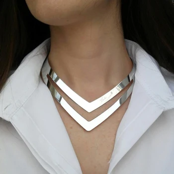 LZHLQ Geometrice Goale de Metal Cupluri de Femei la Modă Simplu Buna Cravată Coliere Placate cu Gulere Colier Punk Bijuterii Declarație