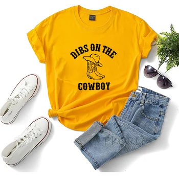 Dibs pe Cowboy Femei Tricou de Vară în Vestul Țării, Muzică tricou Casual din Bumbac cu Maneci Scurte Te Tricou Unisex Viața la Fermă