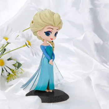 Bandai 14cm Printese Q Posket Cifre Elsa Anna Mulan Tinker Bell Elsa Aladdin kawaii Păpușă Jucărie Decorare Tort Model fata gif