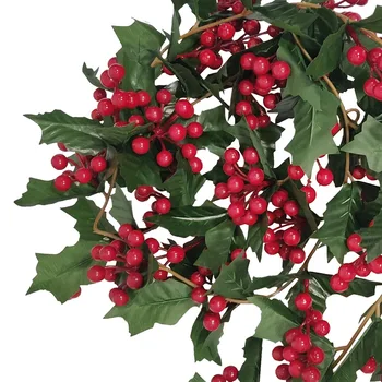 Crăciun Frunze Fructe Roșii Rattan Ghirlanda Artificiala Agățat Rattan Scara De Perete, Semineu, Semineu De Interior Decor În Aer Liber