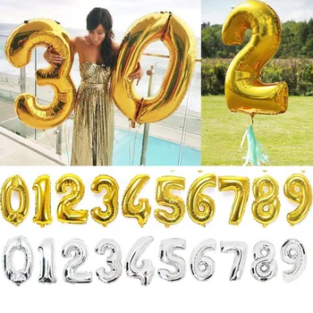 40 inch Cifre Folie de Aur, Argint Număr Mare Balon Plutească în Aer Bile Gonflabile Petrecerea de Ziua Decor Copil Baloane Nunta