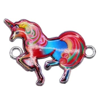 6pcs culoare mixt Email picurare norocos animal unicorn bratara conector femei fete DIY bijuterii brățară accesorii de tot