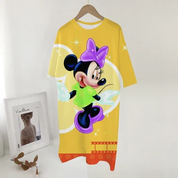 Disney Mickey Minnie mouse Femei T-Shirt Rochii de Vară Liber de Moda de Desene animate de Imprimare Gât O Harajuku Petrecere Vestidos Halat de Femme