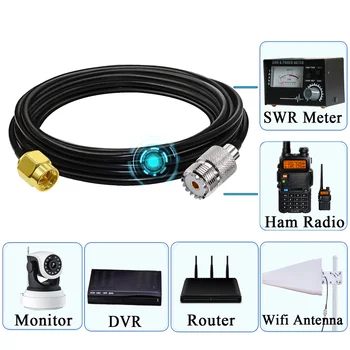 SMA pentru UHF Extensie Cablu RG58 SMA Male pentru SO239 de sex Feminin Antena WiFi Coadă Cablu PL-259 RF Coaxial de Asamblare Cablu 30cm, 50cm 5M