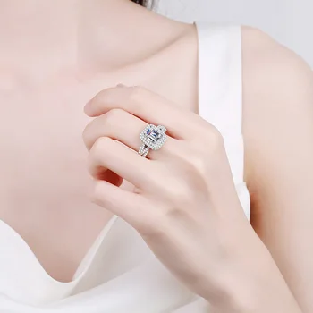 Smyoue 2CT Smarald/Rediant Taie Roz Moissanite Inel pentru Femei de Lux de Nunta de Diamant Trupa S925 Argint Bijuterii 3 Culori