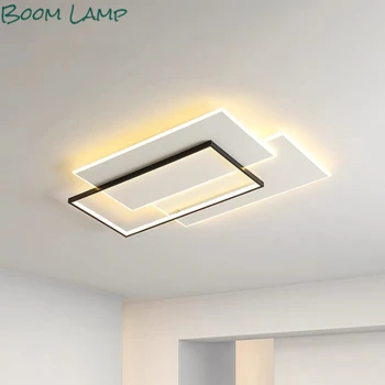Ultra-Subțire LED Lumini Plafon Candelabru Dreptunghi Lampa de Control de la Distanță de Fixare pentru Balcon Living Alb Negru, corp de iluminat