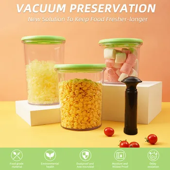 YUMYTH 3 Buc/set Vid Cotainers BPA-free Transparent de Calitate Alimentară bucătărie, Recipiente de Depozitare Cu Capac si Pompa manuala T297