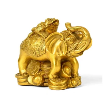 Cu Feng Shui Bani De Aur Frog Pe Elefant Figurina Avere Figurina Gift & Home Decor