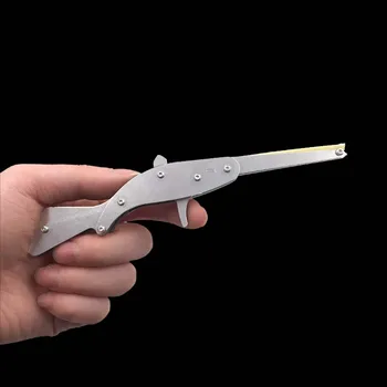 Mini Folding Poate Deține Cheia De Lanț De Banda De Cauciuc Pistol Șase Explozii Făcut Toate din Metal Fotografiere Jucărie Cadouri în aer liber unelte Părți de unelte