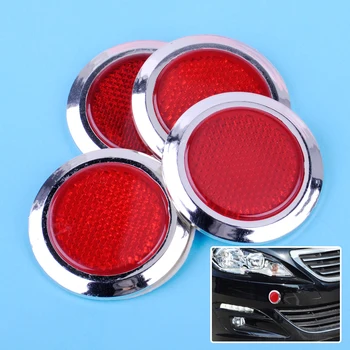 Beler Universal 4buc Masina Autocolant Reflectorizant Roșu Cromat Rotund de Auto Adeziv Reflector Îmbunătăți Vizibilitatea