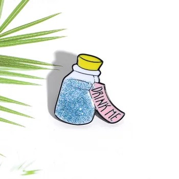 Desene animate Albastru Derivă Sticla Email Ace Personalizate Sclipici Broșe Sac de Moda Haine Butonul Insigna de Bijuterii Cadouri pentru Copii buni Prieteni