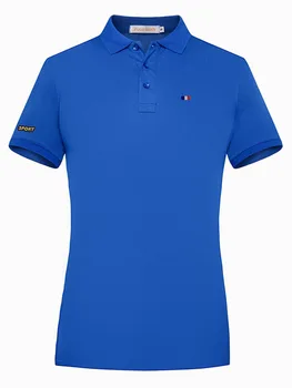 Femei Primavara-Vara Slim Polo Shirt, Broderie Franța Logo-Ul Cu Mânecă Scurtă 95% Bumbac Pique Acasă Placket Buton De Golf, De Tenis Topuri