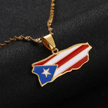 Din Oțel inoxidabil Moda Email Puerto Rico arată Hartă Pandantiv Colier pentru Femei Puerto Rico arată Hartă Bijuterii