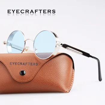 Femei epocă Gotică Steampunk ochelari de Soare Rotund de Brand Designer de Bărbați Retro Transparent Vedea prin ochelari de Soare Oculos de sol UV400