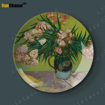 6/8/10/12 Inch Van Gogh Pictura Pe Portelan Decorativ Pe Perete Placa De Scaun Disc Ceramic Disc De Artă Creativă Disc Stil
