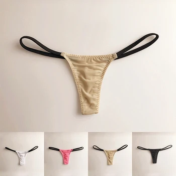 Bărbați Femei Lenjerie G-String Micro Low Rise Thong Husă Scurtă Bikini Pungă De Gheață De Mătase Lenjerie Erotica Deschide Fundul T-Spate Chiloți