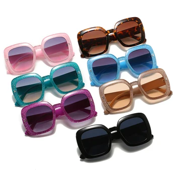 DECI&EI de Moda Supradimensionat ochelari de Soare Patrati Femei Retro Bomboane de Culoare Gradient de Ochelari de Oameni Nuante UV400 Sclipici Ochelari de Soare