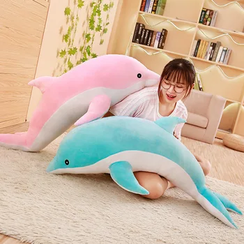 [Funny] de Mari Dimensiuni 160cm Moale Delfin Jucărie de Pluș, Păpuși Umplute Bumbac Animal pui de Somn Pernă Acoperă Numai(Fără umplere) cu fermoar cadou