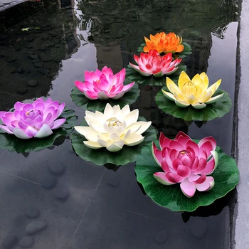 10/18/28cm Artificiale Fals Floare de Lotus Frunze Plutitoare, Plante de Apă Lily Ornament Iaz de Pește Rezervor de Grădină Acasă Decor Bonsai