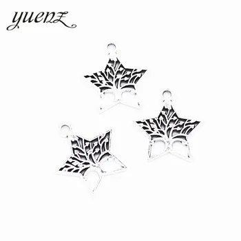 YuenZ 10buc Antichități Argint culoare în formă de Stea pomul vieții Farmece Pandantive Metalice de Luare de Bijuterii Accesorii 23*21mm Q256