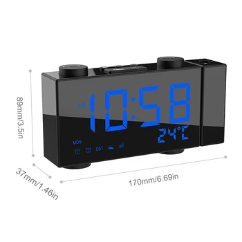 Ceas Digital de Alarmă Ceas de Proiecție SUNT FM Radio Ceas cu Alarma 4 Ajustare Luminozitate USB Dual Ceas cu Alarmă cu Funcție de Amânare
