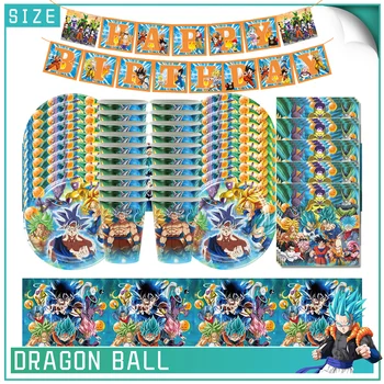 Noul Dragon Ball Tacamuri Set Consumabile Partid Ziua De Nastere Copil De Dus Ceașcă De Hârtie Șervețel Placa De Familie Tort Petrecere Decoratiuni Baloane