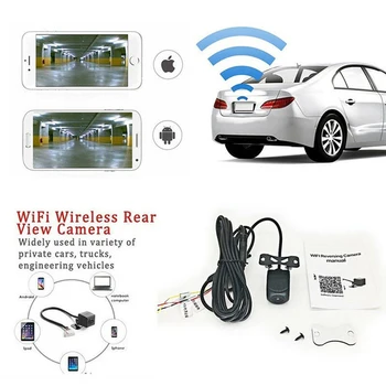 Masina din Spate Vedere aparat de Fotografiat Impermeabil WIFI 170 Grade WiFi Camera de mers inapoi Dash Cam HD Night Vision Mini pentru iPhone, Android Auto 12V