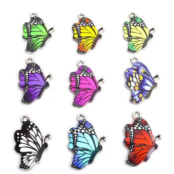 Tendința de Imprimare Multicolor Pandantiv Fluture Farmecul Email Fluture Insecte Aliaj Farmecele pentru a Face Bijuterii DIY Accesorii Cadouri