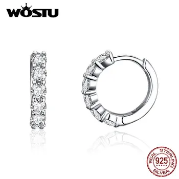 WOSTU 2019 Cristal Frumusete Hoop Cercei Argint 925 Cercei Cerc Pentru Femei de Mireasa Stil coreean Bijuterii FIE524