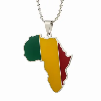 Harta Africa & Mali Harta Coliere Pandantiv Culoare Aur Bijuterii Harta Africane Republique du Mali Hartă Cadou