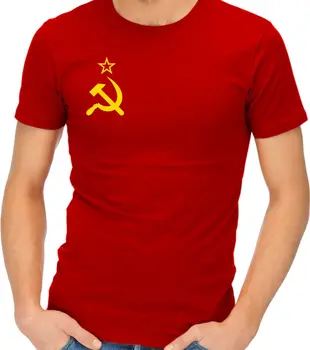 Bumbac cu Mânecă scurtă Tricou cu Steagul Sovietic Secera și Ciocanul Comunist, Comunismul URSS CCCP T-shirt Tricou Tricou O-Gât T Cămașă Bărbați