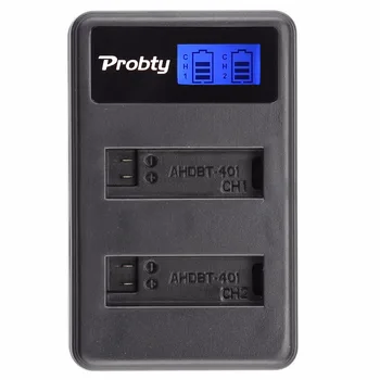 4buc Probty AHDBT-401 + LCD Dual USB Încărcător Pentru Gopro Erou 4 Baterii Go Pro Hero4 bateria AHDBT 401 Acțiune aparat de fotografiat Accesorii