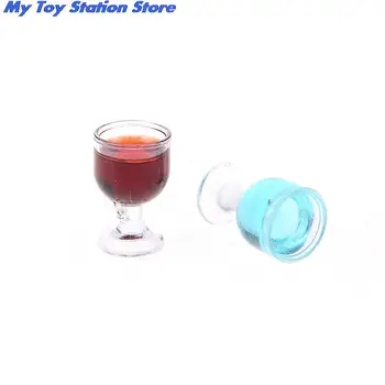 2/5 buc Mini Vin Rosu Cana Sticla de Vin de Simulare Mobilier Pocal pentru Papusa Casa Decor de 1/12 casă de Păpuși în Miniatură Accesorii