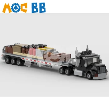 MOC Camion Mic și Flatbed Trailer Building Block Model Compatibil cu LE Jucării pentru Băieți și Fete Cadouri de Vacanță